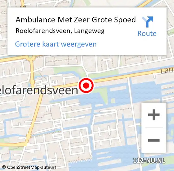 Locatie op kaart van de 112 melding: Ambulance Met Zeer Grote Spoed Naar Roelofarendsveen, Langeweg op 2 december 2024 10:04