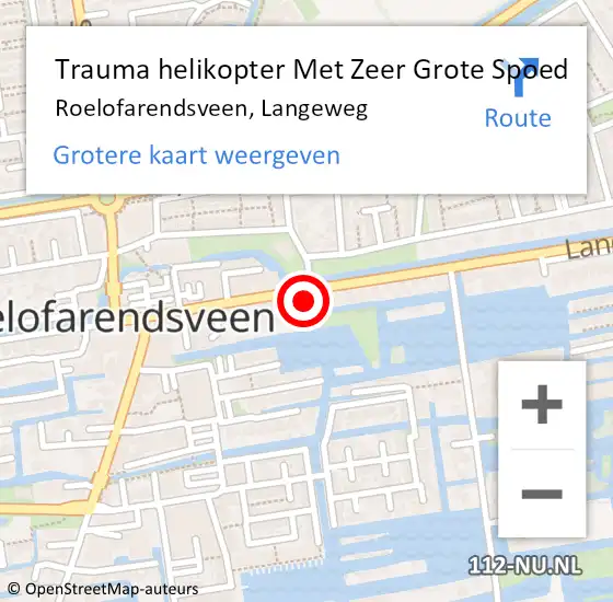 Locatie op kaart van de 112 melding: Trauma helikopter Met Zeer Grote Spoed Naar Roelofarendsveen, Langeweg op 2 december 2024 10:08