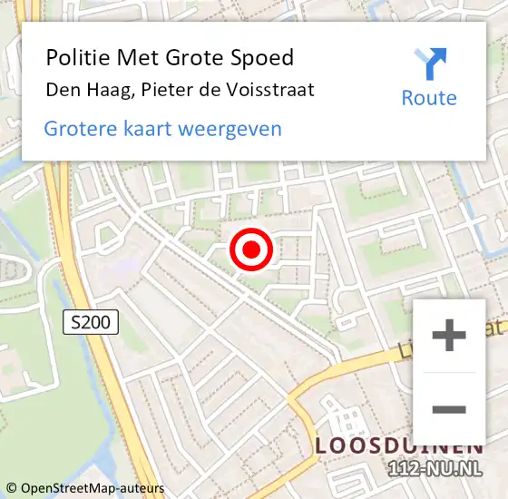 Locatie op kaart van de 112 melding: Politie Met Grote Spoed Naar Den Haag, Pieter de Voisstraat op 2 december 2024 10:11