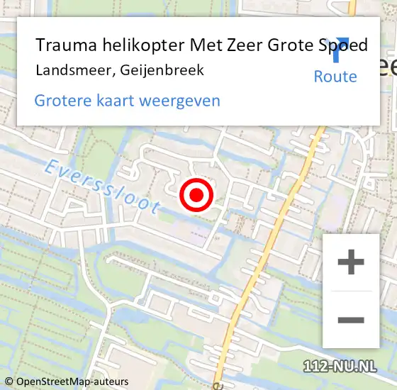 Locatie op kaart van de 112 melding: Trauma helikopter Met Zeer Grote Spoed Naar Landsmeer, Geijenbreek op 2 december 2024 10:25