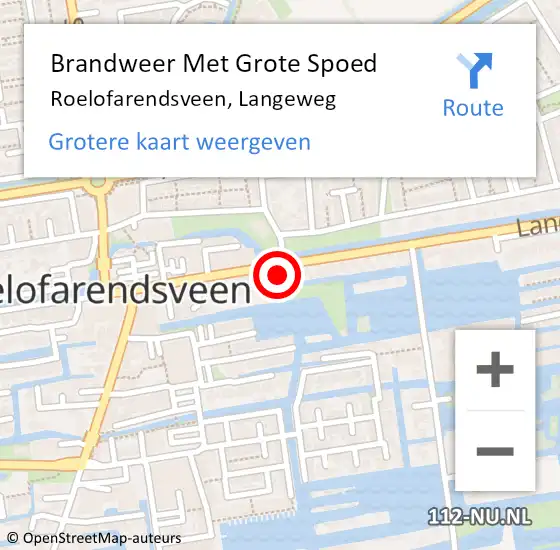 Locatie op kaart van de 112 melding: Brandweer Met Grote Spoed Naar Roelofarendsveen, Langeweg op 2 december 2024 10:26