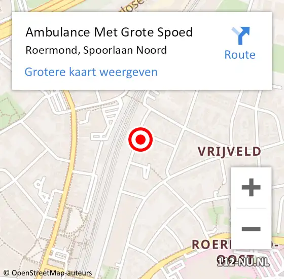 Locatie op kaart van de 112 melding: Ambulance Met Grote Spoed Naar Roermond, Spoorlaan Noord op 2 december 2024 10:30