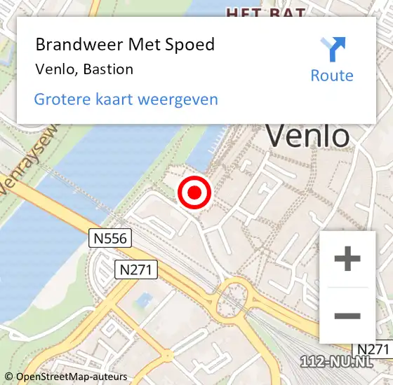 Locatie op kaart van de 112 melding: Brandweer Met Spoed Naar Venlo, Bastion op 2 december 2024 10:55