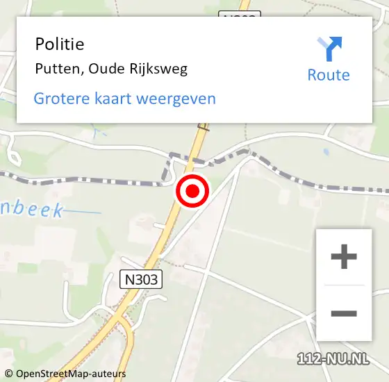 Locatie op kaart van de 112 melding: Politie Putten, Oude Rijksweg op 2 december 2024 11:34