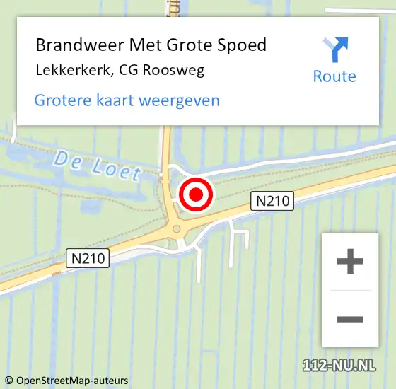 Locatie op kaart van de 112 melding: Brandweer Met Grote Spoed Naar Lekkerkerk, CG Roosweg op 2 december 2024 11:35