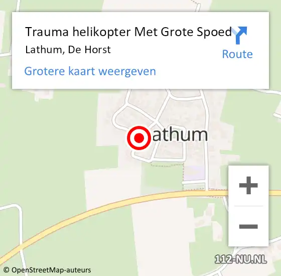 Locatie op kaart van de 112 melding: Trauma helikopter Met Grote Spoed Naar Lathum, De Horst op 2 december 2024 11:42