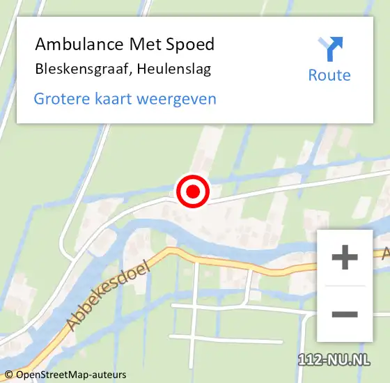 Locatie op kaart van de 112 melding: Ambulance Met Spoed Naar Bleskensgraaf, Heulenslag op 2 december 2024 11:58