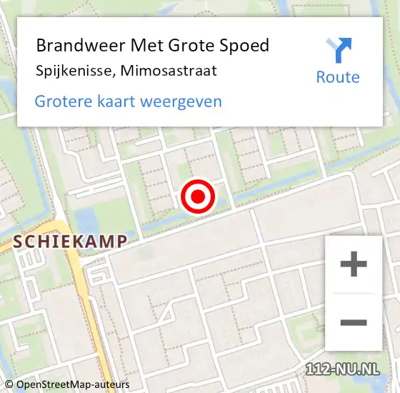 Locatie op kaart van de 112 melding: Brandweer Met Grote Spoed Naar Spijkenisse, Mimosastraat op 2 december 2024 11:59