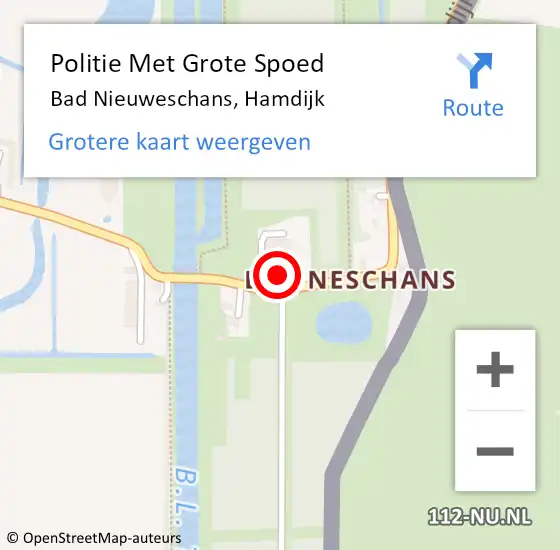 Locatie op kaart van de 112 melding: Politie Met Grote Spoed Naar Bad Nieuweschans, Hamdijk op 2 december 2024 12:02