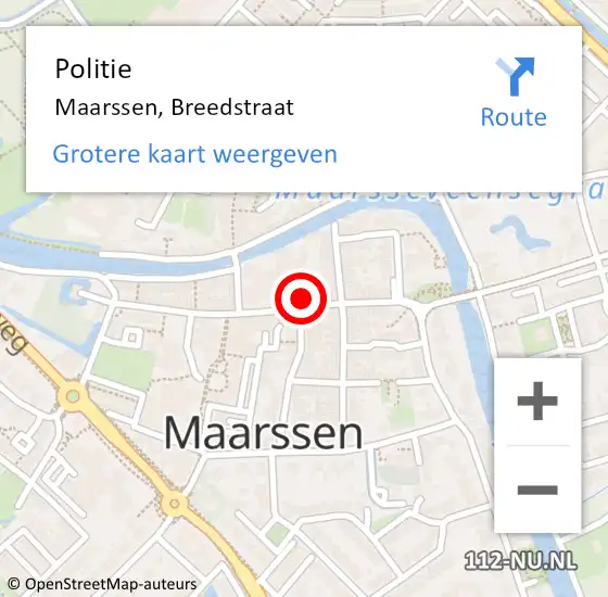 Locatie op kaart van de 112 melding: Politie Maarssen, Breedstraat op 2 december 2024 12:05