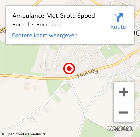 Locatie op kaart van de 112 melding: Ambulance Met Grote Spoed Naar Bocholtz, Bombaard op 28 oktober 2014 23:21