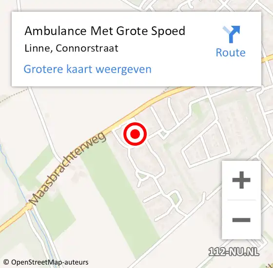 Locatie op kaart van de 112 melding: Ambulance Met Grote Spoed Naar Linne, Connorstraat op 2 december 2024 12:13