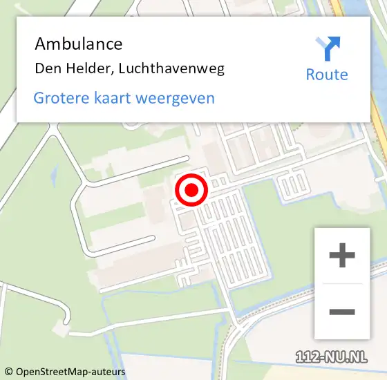 Locatie op kaart van de 112 melding: Ambulance Den Helder, Luchthavenweg op 2 december 2024 12:22