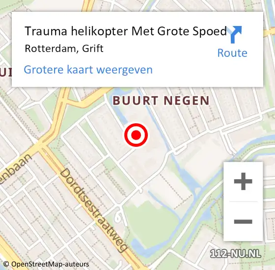 Locatie op kaart van de 112 melding: Trauma helikopter Met Grote Spoed Naar Rotterdam, Grift op 2 december 2024 12:29