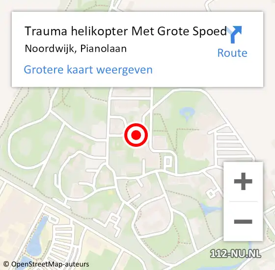 Locatie op kaart van de 112 melding: Trauma helikopter Met Grote Spoed Naar Noordwijk, Pianolaan op 2 december 2024 13:03