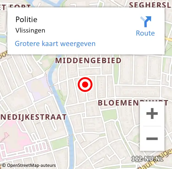 Locatie op kaart van de 112 melding: Politie Vlissingen op 2 december 2024 13:22