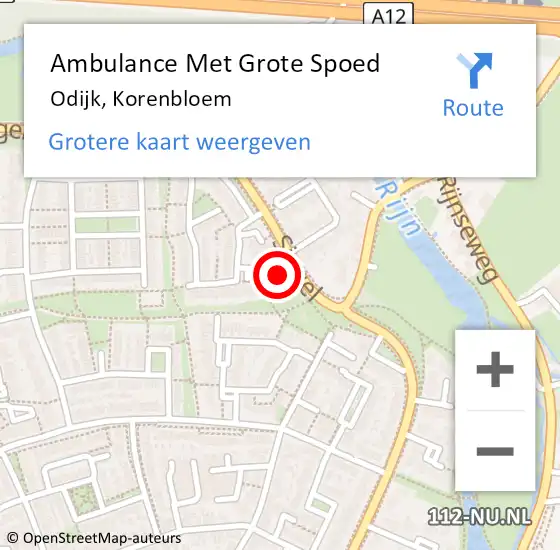 Locatie op kaart van de 112 melding: Ambulance Met Grote Spoed Naar Odijk, Korenbloem op 28 oktober 2014 23:52