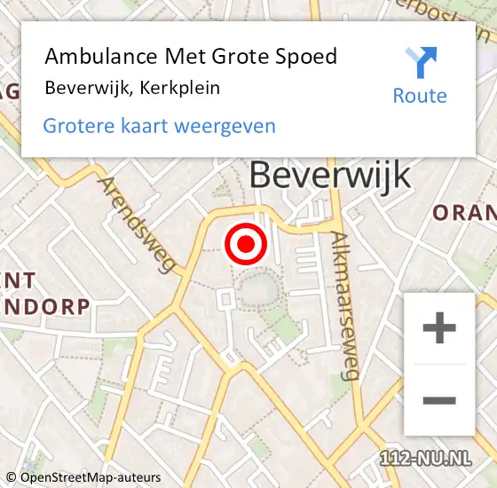 Locatie op kaart van de 112 melding: Ambulance Met Grote Spoed Naar Beverwijk, Kerkplein op 2 december 2024 14:23