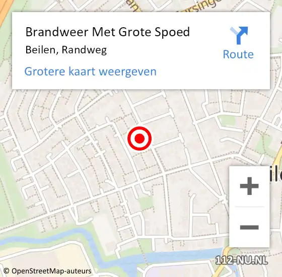 Locatie op kaart van de 112 melding: Brandweer Met Grote Spoed Naar Beilen, Randweg op 2 december 2024 14:24