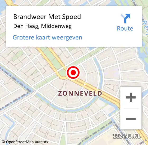 Locatie op kaart van de 112 melding: Brandweer Met Spoed Naar Den Haag, Middenweg op 2 december 2024 14:31