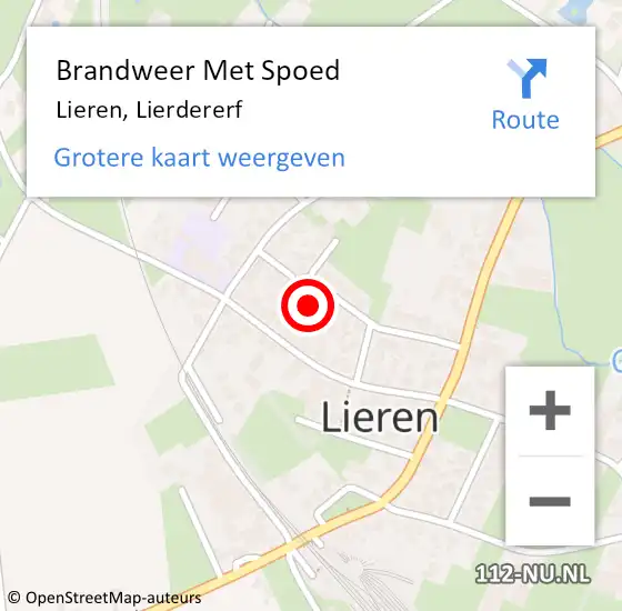 Locatie op kaart van de 112 melding: Brandweer Met Spoed Naar Lieren, Lierdererf op 2 december 2024 14:33