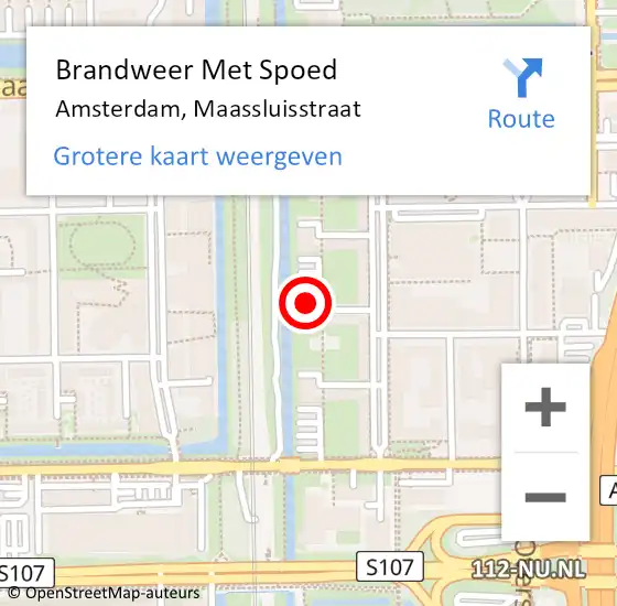 Locatie op kaart van de 112 melding: Brandweer Met Spoed Naar Amsterdam, Maassluisstraat op 2 december 2024 14:40