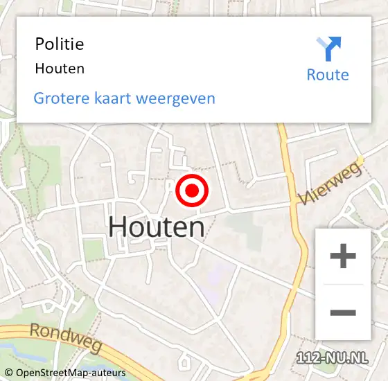 Locatie op kaart van de 112 melding: Politie Houten op 2 december 2024 15:01