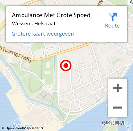 Locatie op kaart van de 112 melding: Ambulance Met Grote Spoed Naar Wessem, Helstraat op 2 december 2024 15:15