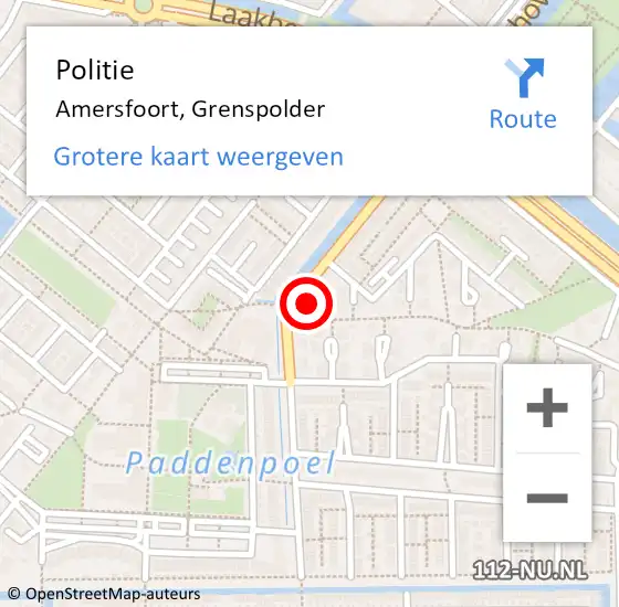 Locatie op kaart van de 112 melding: Politie Amersfoort, Grenspolder op 2 december 2024 15:39