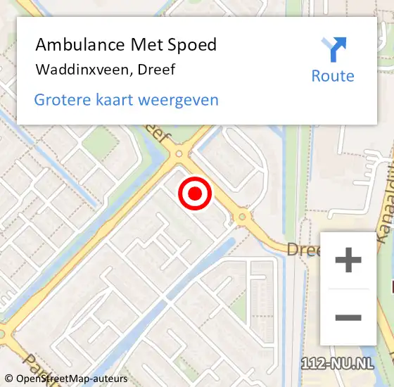 Locatie op kaart van de 112 melding: Ambulance Met Spoed Naar Waddinxveen, Dreef op 2 december 2024 15:47