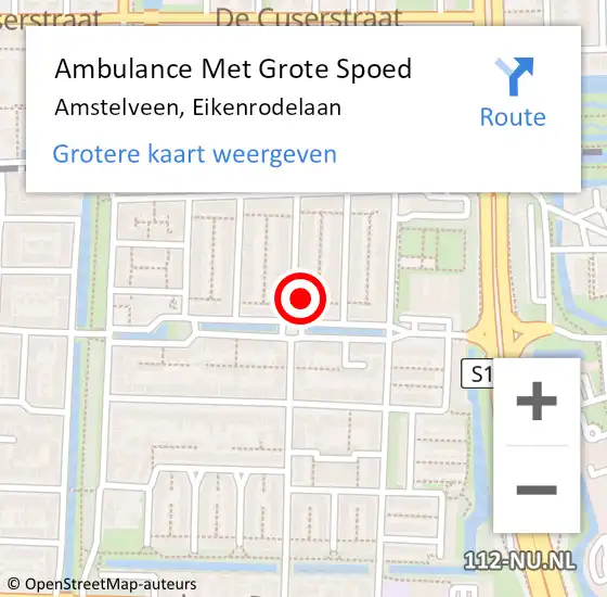 Locatie op kaart van de 112 melding: Ambulance Met Grote Spoed Naar Amstelveen, Eikenrodelaan op 2 december 2024 15:49