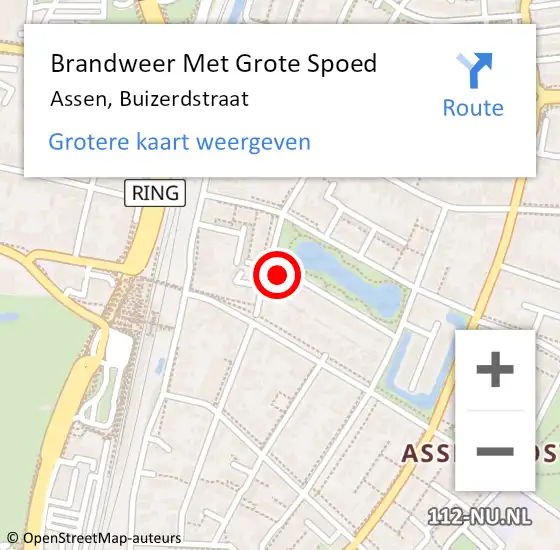 Locatie op kaart van de 112 melding: Brandweer Met Grote Spoed Naar Assen, Buizerdstraat op 2 december 2024 16:00