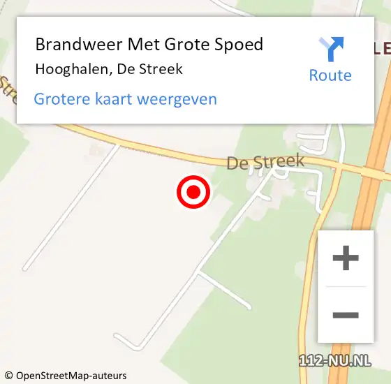 Locatie op kaart van de 112 melding: Brandweer Met Grote Spoed Naar Hooghalen, De Streek op 2 december 2024 16:09