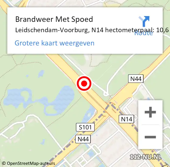 Locatie op kaart van de 112 melding: Brandweer Met Spoed Naar Leidschendam-Voorburg, N14 hectometerpaal: 10,6 op 2 december 2024 16:10