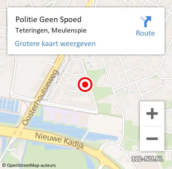 Locatie op kaart van de 112 melding: Politie Geen Spoed Naar Teteringen, Meulenspie op 2 december 2024 16:16