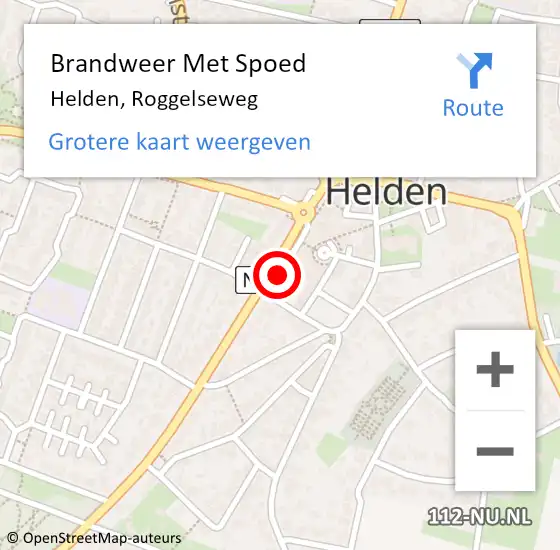 Locatie op kaart van de 112 melding: Brandweer Met Spoed Naar Helden, Roggelseweg op 2 december 2024 16:23