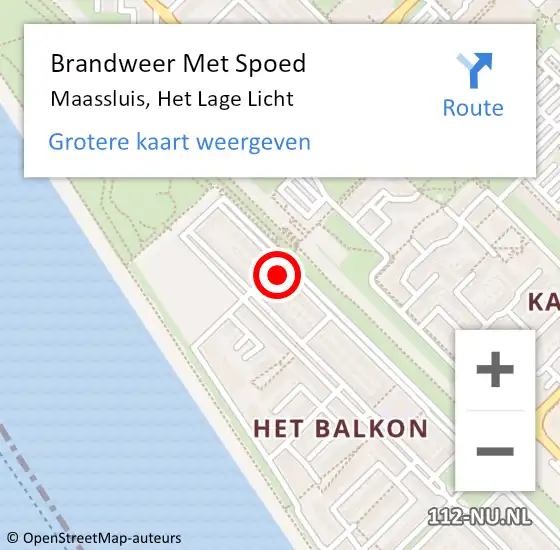 Locatie op kaart van de 112 melding: Brandweer Met Spoed Naar Maassluis, Het Lage Licht op 2 december 2024 16:27