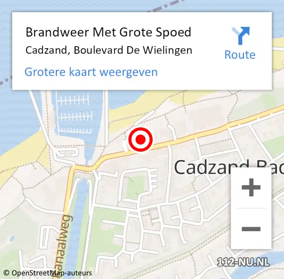 Locatie op kaart van de 112 melding: Brandweer Met Grote Spoed Naar Cadzand, Boulevard De Wielingen op 29 oktober 2014 01:09