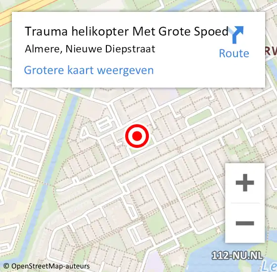 Locatie op kaart van de 112 melding: Trauma helikopter Met Grote Spoed Naar Almere, Nieuwe Diepstraat op 2 december 2024 16:28