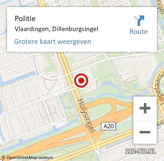 Locatie op kaart van de 112 melding: Politie Vlaardingen, Dillenburgsingel op 2 december 2024 16:58