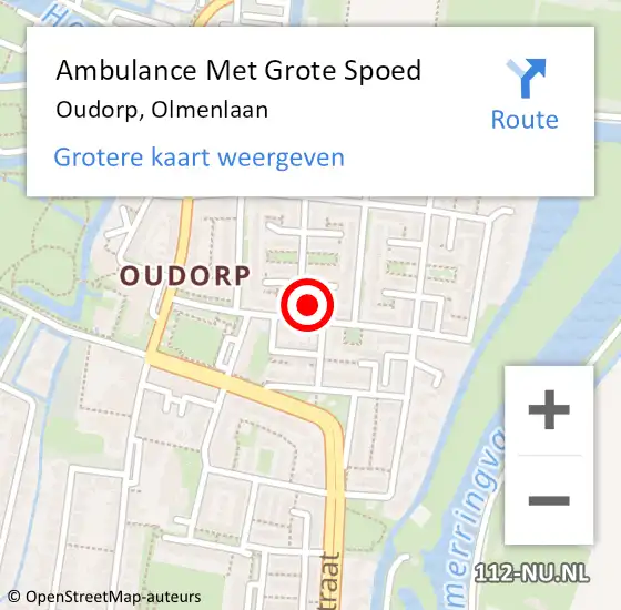 Locatie op kaart van de 112 melding: Ambulance Met Grote Spoed Naar Oudorp, Olmenlaan op 29 oktober 2014 01:24