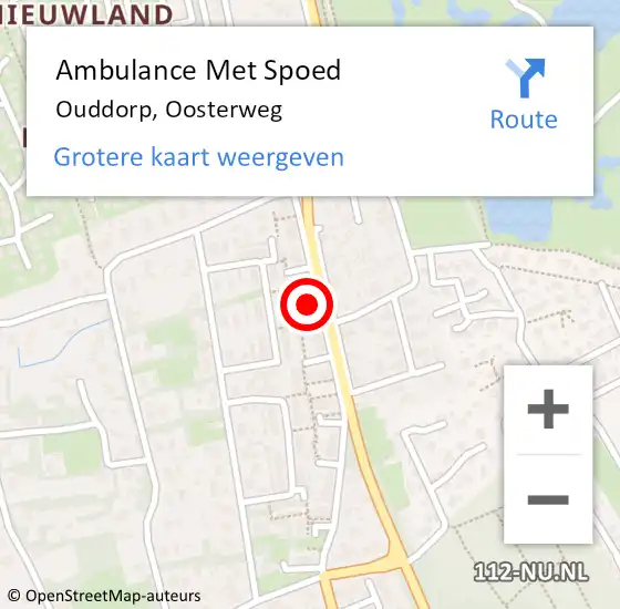 Locatie op kaart van de 112 melding: Ambulance Met Spoed Naar Ouddorp, Oosterweg op 2 december 2024 17:03