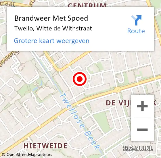 Locatie op kaart van de 112 melding: Brandweer Met Spoed Naar Twello, Witte de Withstraat op 2 december 2024 17:29