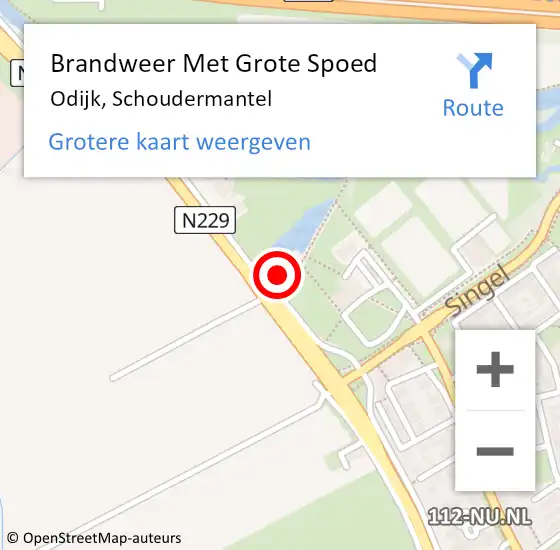 Locatie op kaart van de 112 melding: Brandweer Met Grote Spoed Naar Odijk, Schoudermantel op 2 december 2024 17:34