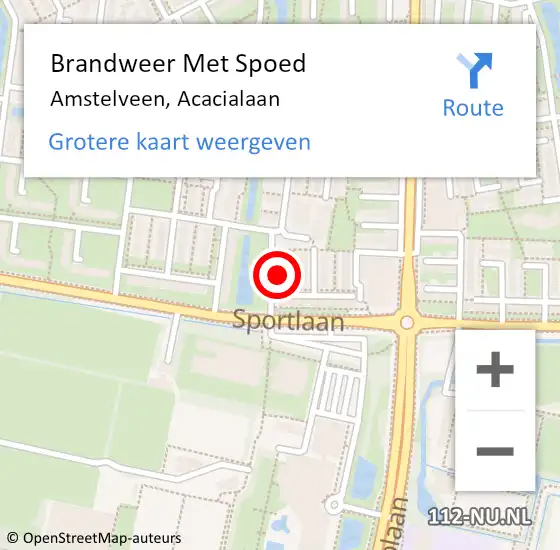 Locatie op kaart van de 112 melding: Brandweer Met Spoed Naar Amstelveen, Acacialaan op 2 december 2024 17:39