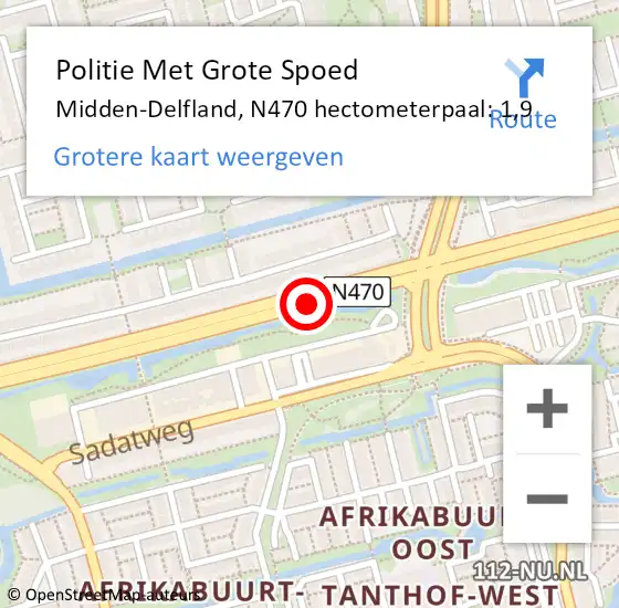 Locatie op kaart van de 112 melding: Politie Met Grote Spoed Naar Midden-Delfland, N470 hectometerpaal: 1,9 op 2 december 2024 17:41