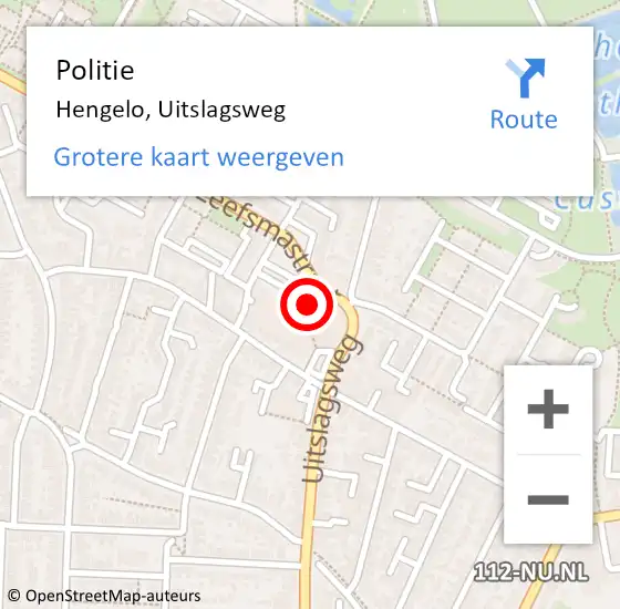 Locatie op kaart van de 112 melding: Politie Hengelo, Uitslagsweg op 2 december 2024 18:23