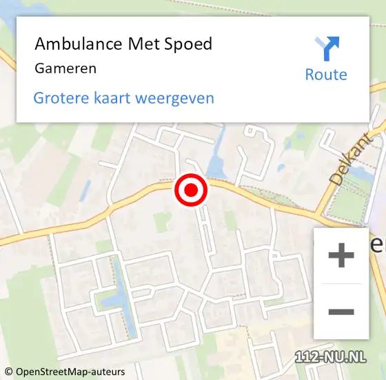 Locatie op kaart van de 112 melding: Ambulance Met Spoed Naar Gameren op 2 december 2024 18:38