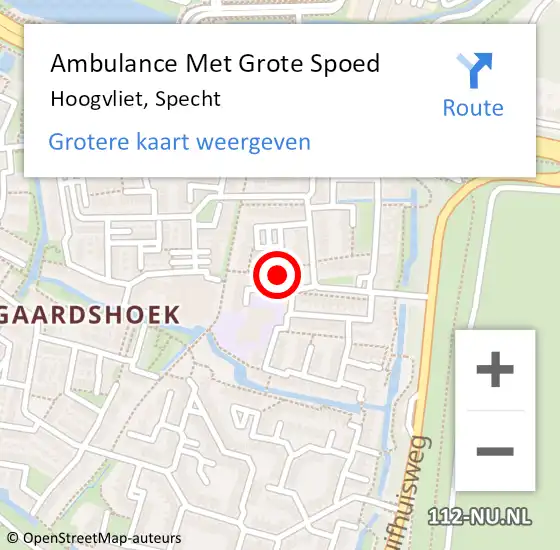 Locatie op kaart van de 112 melding: Ambulance Met Grote Spoed Naar Hoogvliet, Specht op 2 december 2024 18:49