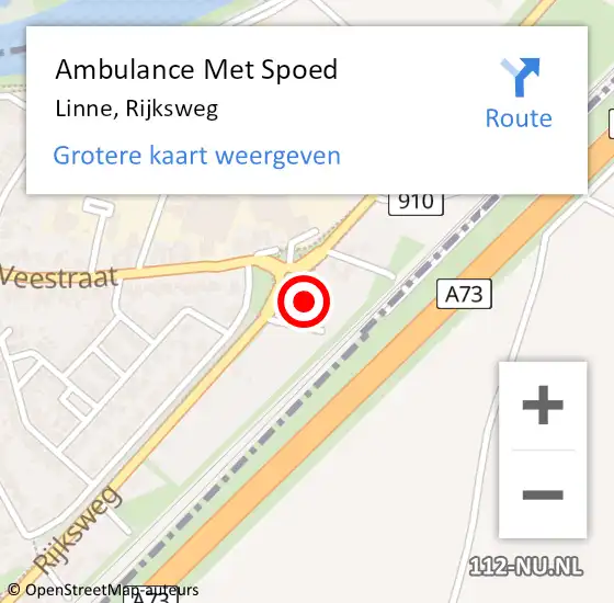 Locatie op kaart van de 112 melding: Ambulance Met Spoed Naar Linne, Rijksweg op 2 december 2024 18:50